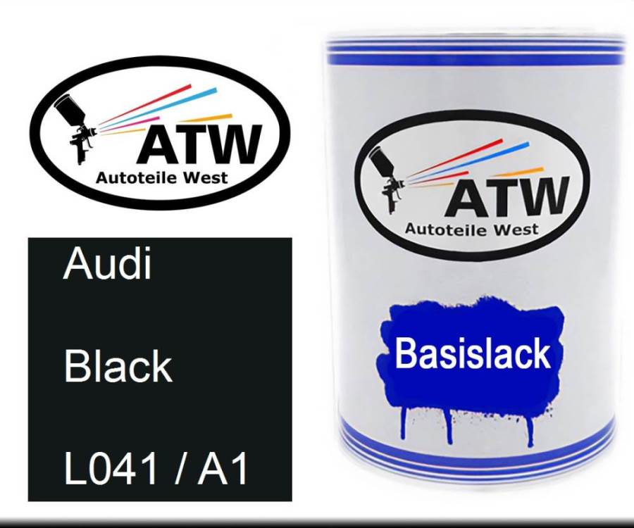 Audi, Black, L041 / A1: 500ml Lackdose, von ATW Autoteile West.